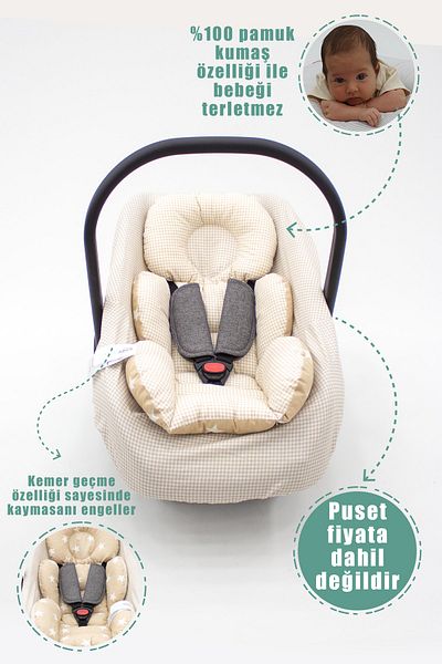 mordesign Orthopedic Baby Stroller Cushion and Sheet, Cotton Fabric, Plaid Series
