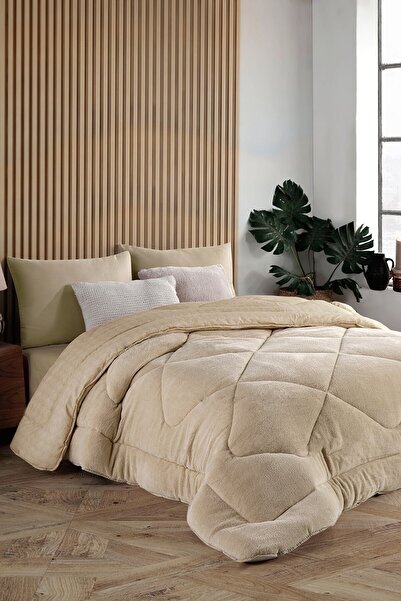 umuttex Goldrise Beige Double Wellsoft Yogan - Double Sided Patterned Fabric (195*215)