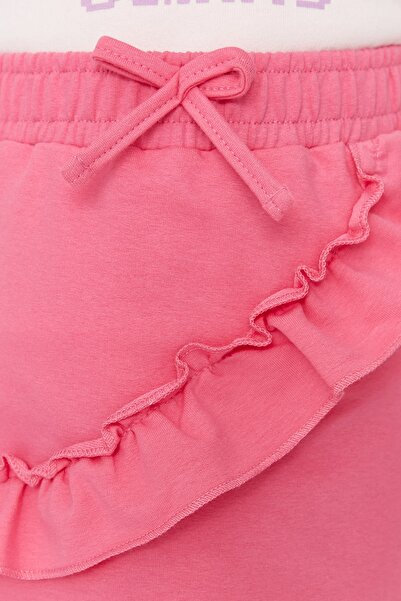 TRENDYOLKIDS Rózsaszín fodros lány kötött szoknya TKDAW23ET00003