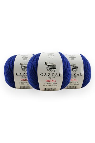 Gazzal Vikıng 100 Gr Pachet de 3 30% lână-70% amestec acrilic Ață de tricotat manuală Taka Yarn (4017)