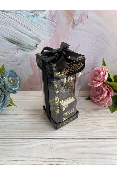 DuhaİslamiHediyelik Patterned Boxed Pearl Prayer Beads Mini Quran Prayer Rug with Dowry Bundle Home Concept