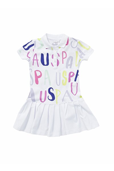 U.S. Polo Assn. Бяла детска рокля с принт Naresnares Vr013