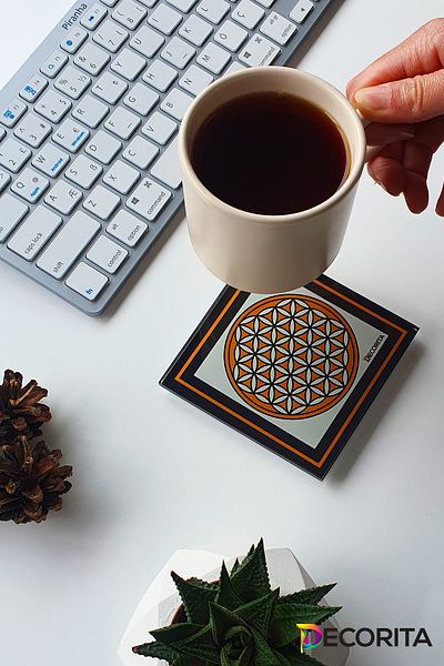 Decorita Glass Coaster with Logo - Set of 4 10cmx10cm