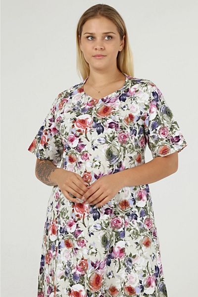 Nehir tekstil Pentagonal Collar Piece Stitched Half Sleeve Plus Size Cotton Combed Dress