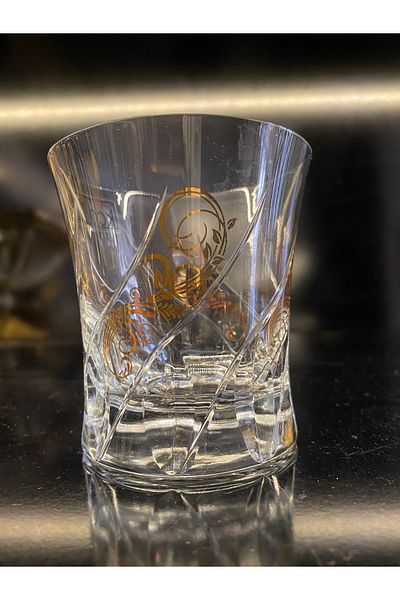 KCD Hand Decorated Cut 6 Pieces Whiskey/Soft Drink Glass Original Hand Made Gold