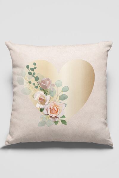 Viva Home 43x43cm Husă de pernă decorativă, cu două fețe, din pene de lebădă, din material premium, cu inimă Krl561