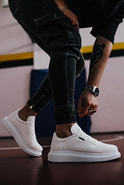 Rainon Store White Leather High Sole Outdoor Men's Sneaker