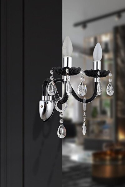 İstanbul Avize Almira 2-Piece Black Drop Stone Sconce