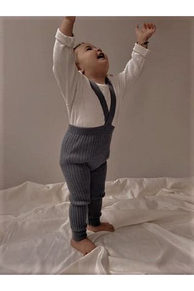 BEBEĞİME ÇORAP Cross Strap Salopet Knitwear Leggings for My Baby - Baby Cross Strap Knitwear Leggings Indigo Color