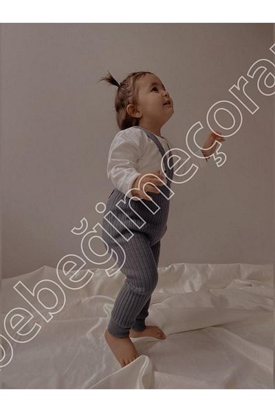 BEBEĞİME ÇORAP Cross Strap Salopet Knitwear Leggings for My Baby - Baby Cross Strap Knitwear Leggings Indigo Color