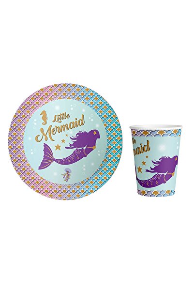 Party City Deniz Kızı Temalı Kağıt Tabak Ve Bardak Parti Seti 8 Kişilik