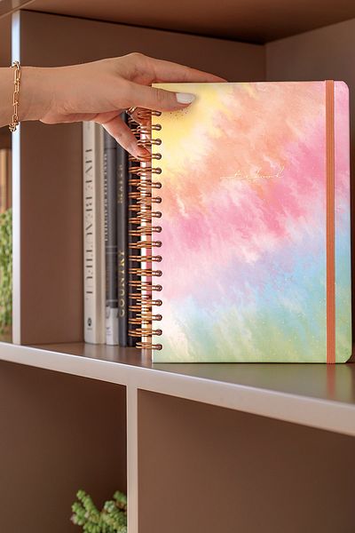 Matt Notebook 17x24 Cm Caiet de note cu copertă rigidă cu spirală elastică Curcubeu cu rigle