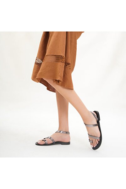 DaphneSandals صندل بودروم نسائي من الجلد الطبيعي أنثراسايت - 2017