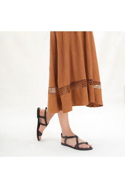 BodrumSandals Sandale Bodrum pentru femei din piele naturală maro lucrate manual - B5007