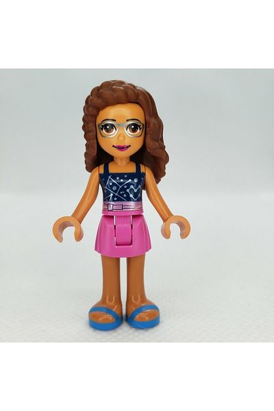 LEGO Original Accessory Custom Minifigure Minifigure Friends Olivia Glasses Pink Skirt Blue Blouse
