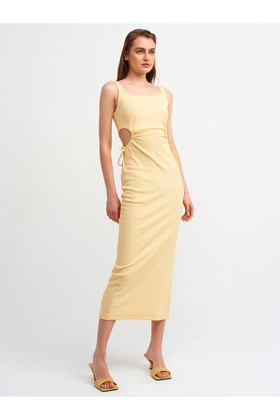 Dilvin Дамска дълга рокля с детайли на прозореца