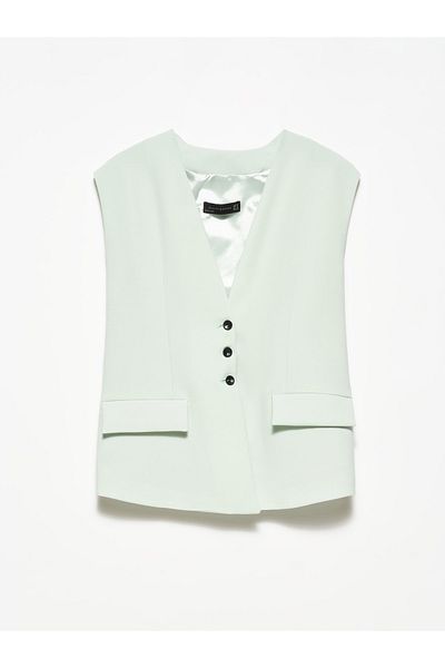 Dilvin 6909 Collared Vest Light Mint