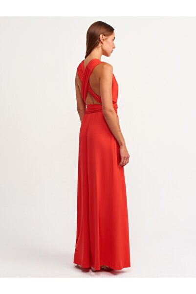 Dilvin 7956 Halterneck Jumpsuit Red