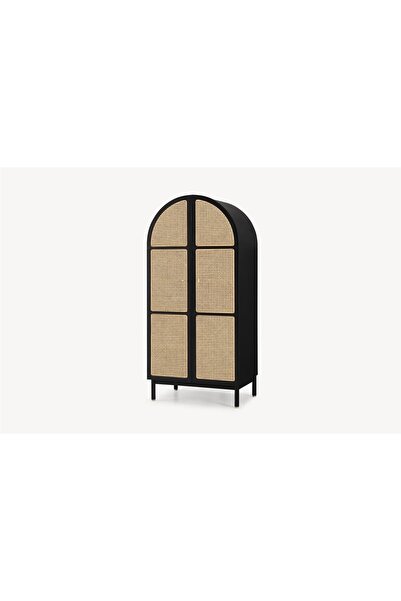 Romano Dizayn Ahşap Hazeran Dolap Iki Kapaklı Rmn 9110, Meşe Ağacı & Siyah