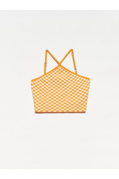 Dilvin 10185 Tanktop mit Kreuzträgern vorne – Orange