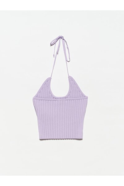 Dilvin 10204 Çapraz Bağcıklı Triko Atlet-lila