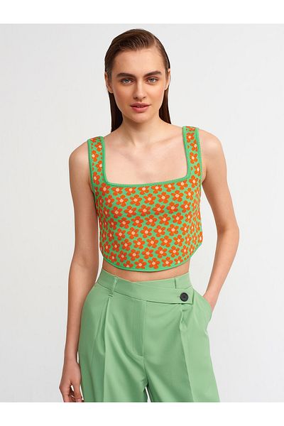 Dilvin 10212 Curved Front Strap Knitwear Undershirt-green