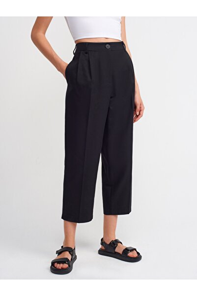 Dilvin 70346 Yüksek Bel Cepli Pantolon-siyah