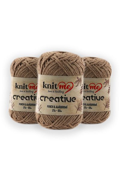 knitme Creatıve 25 Gr 3'lü Πακέτο %100 βαμβάκι Amigurumi Punch Χειροποίητο Νήμα Taka Yarn (1013)