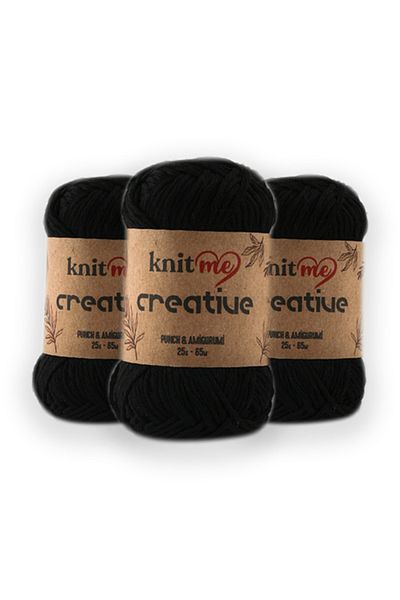 knitme Creatıve 25 Gr 3'lü Πακέτο 100% βαμβάκι Amigurumi Punch Χειροποίητο Νήμα Taka Yarn (1001)
