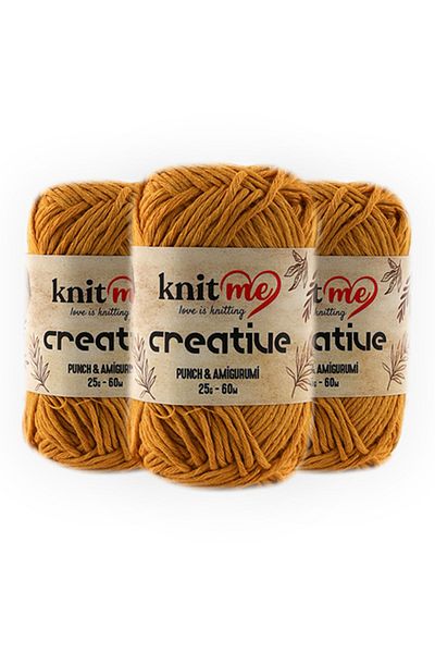 knitme Creatıve 25 Gr 3'lü Πακέτο %100 Βαμβάκι Amigurumi Punch Χειροποίητο Νήμα Taka Yarn (1040)