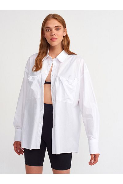 Dilvin 50159 Cămașă din poplin-albă