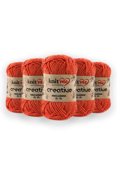 knitme Creatıve 25 Gr Pachet de 5 bumbac 100% Amigurumi Punch Ață de tricotat manuală Taka Yarn (1010)