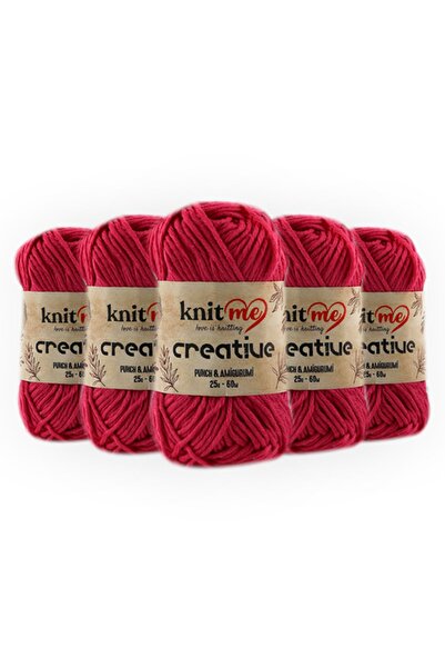 knitme Creatıve 25 Gr Pachet de 5 bumbac 100% Amigurumi Punch Ață de tricotat manuală Taka Yarn (1020)