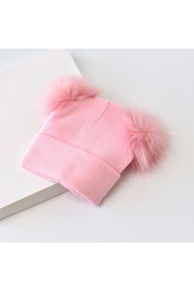 Little Ya Ya Love Pink Double Pompom Knitwear Beret