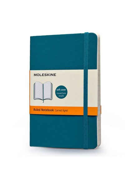 Moleskine Caiet cu copertă moale turcoaz, format de buzunar, cu linii, 192 pa...