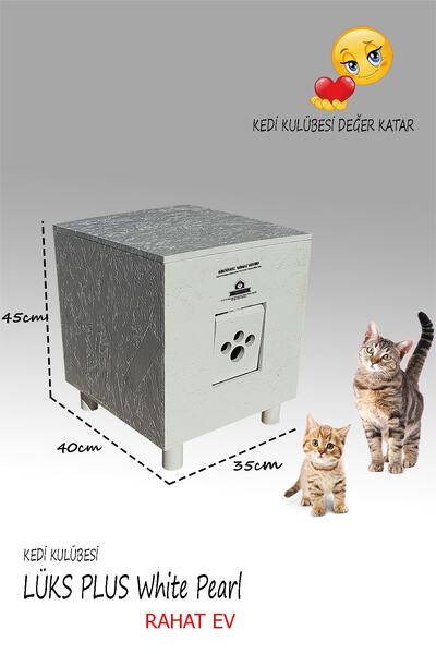 Lüks White Pearl Plus Yağlı Boyalı Kedi Kulübesi Evi