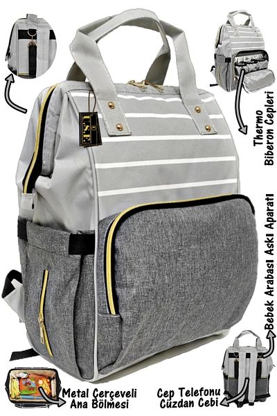 USF Baby Care Bag Gold Zippered Luxury Mother Baby Care Backpack