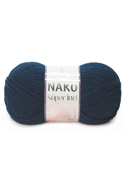 NAKO Πλεκτό νήμα χειρός Super Pearl 25% μαλλί 3088 Navy Blue