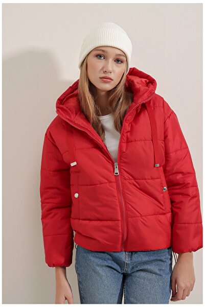 ubmbutik Kapüşonlu Şişme Mont-kırmızı