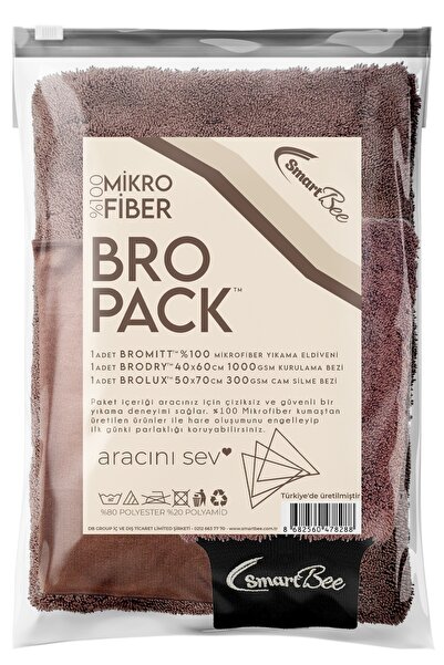 SmartBee Kahverengi Bropack Edgeless Mikrofiber Oto Yıkama Paketi