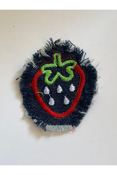 Gönülden Tasarım 9x7 Cm Denim Căpșuni Brodat Applique Patch Arma