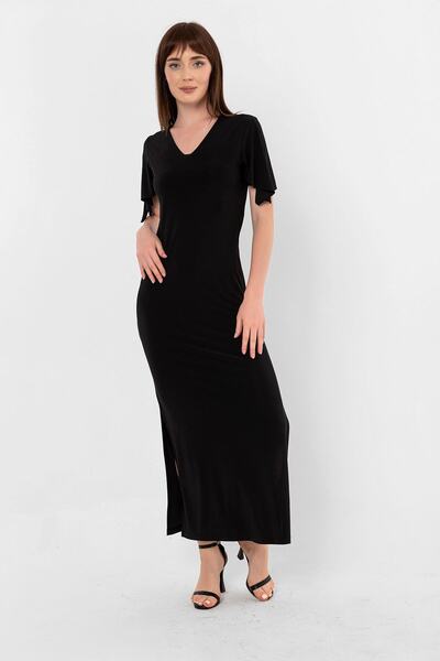 Laranor Φόρεμα με λεπτομέρεια με μαύρο σχιστό μανίκι V λαιμόκοψη