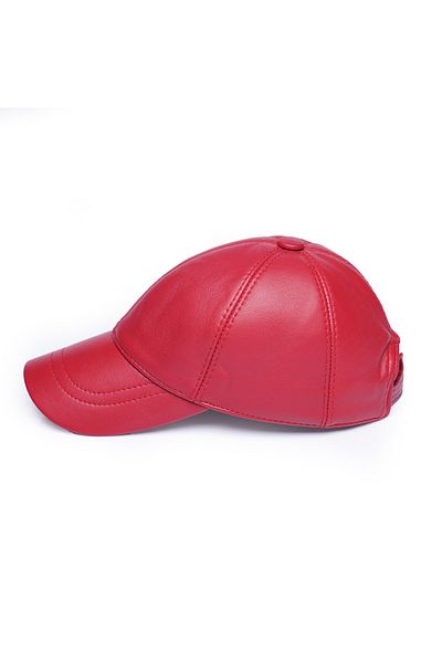 Mumcu's Leather Unisex Red Genuine Leather Cap Hat