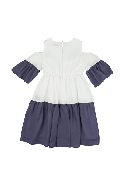 best kids Girl's Ecru-i?ndigo Shoulder Detailed Block Dress