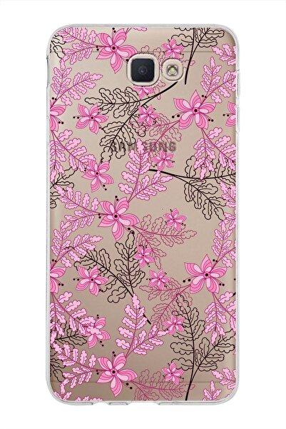 PrintiFy Samsung Galaxy J7 Prime 2 Kapak Floral Pembe Tasarımlı Şeffaf Siliko...