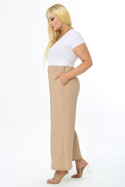 Mooi XXL Women's Mink Wide Leg Elastic Waistband Trousers