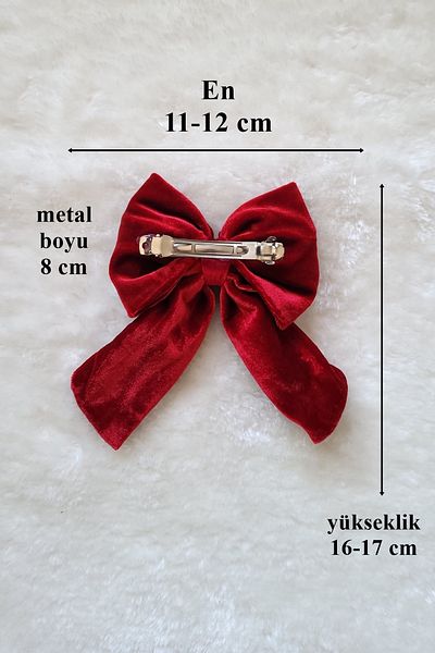 lovebox Bow Appearance Red Velvet Fabric Automatic Hair Clip 6000