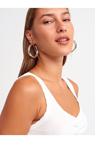 Dilvin Women's Ecru Collar Drawstring Strap Athlete 101A02650