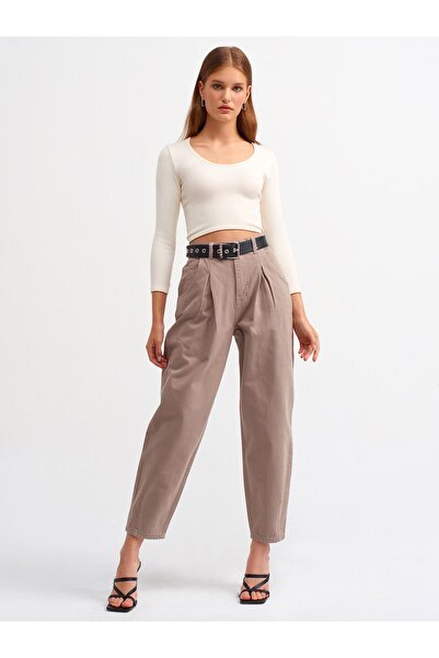 Dilvin 3529 Πισίνα λαιμόκοψη μακριά μανίκια Crop-natural