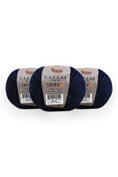 Gazzal Queen 50 Gr Pachet de 3 fire de lână amestecată pentru tricotat manual Taka Yarn (7339 Qun)